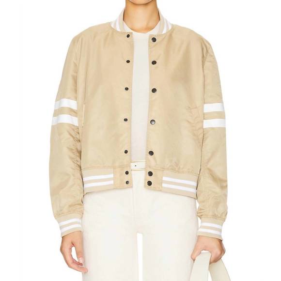 NEW ETRE CECILE varsity flight jacket in ecru - Picture 1 of 5